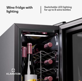 Klarstein Shiraz 8 Uno, függőleges borhűtő, 8 palack, 8 - 18 °C, érintős vezérlés