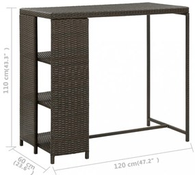 barna polyrattan kerti tárolóláda 120 x 60 x 110 cm