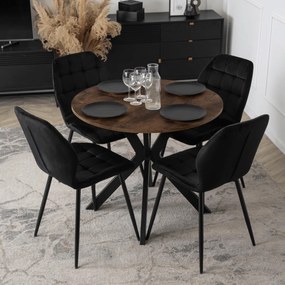 Étkezőasztal 80 cm méretben, rusztikus tölgy/fekete színben LAUREN