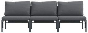 Kültéri Bútor párnával párnával 3 pcs Antracit Acél