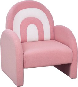 AIYAPLAY Gyermek Szék Szivárvány Alakú Hátfallal, 18-96 Hónapos Gyerekeknek, Puha Sherpa Szövet, Karfa, 45 kg Teherbírás, Rózsaszín | Aosom