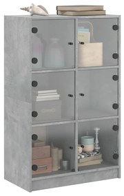 betonszürke szerelt fa magasszekrény ajtókkal 68 x 37 x 109 cm