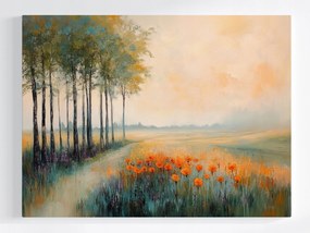 Poszter Tájkép Szabadtéri Tájkép Virágok Pipacsok Fák 100x75
