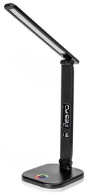 LED RGBW Dimmelhető lámpa vezeték nélküli töltéssel, kijelzővel, USB porttal 6W/5V 3000-6500K fekete