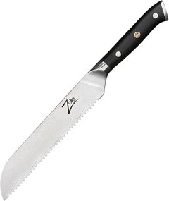 Zelite Infinity by Klarstein Alpha-Royal Japanese Series, 8" kenyérvágó kés, 18° fogazott él, damaszkuszi acél