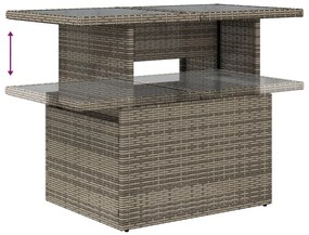 5 darabos kerti kanapaszett párnákkal szürke poli rattan, 2 személyes kerti kanapé párnákkal szürke poli rattan