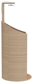 bézs polyrattan és akácfa kültéri zuhanyzó 100x100x241,5 cm