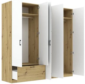 Gardróbszekrény Tölgy/Matt Fehér Színben. 225 cm. ALTA