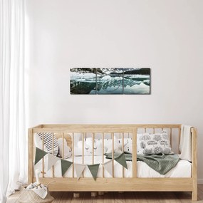 Kép - tó télen (órával) (90x30 cm)