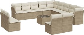 vidaXL 14 részes bézs polyrattan kerti ülőgarnitúra párnával