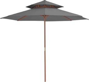 vidaXL antracitszürke kétszintes napernyő fa rúddal 270 cm