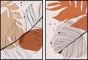 Diptichon absztrakt grafika levelek poszter 21x30cm