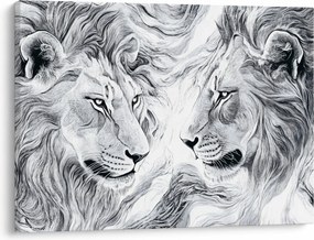 Kép - Rajzolt oroszlánfejek (70x50 cm)