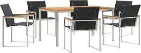 vidaXL Kert étkező szett 7 pcs Barna Tömör Akácfa