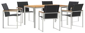 vidaXL Kert étkező szett 7 pcs Barna Tömör Akácfa