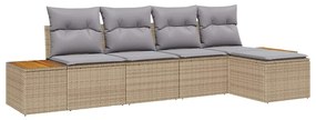 Kerti Kanapé Szett 5 pcs bézs és világosszürke 184 x 62 x 85 cm