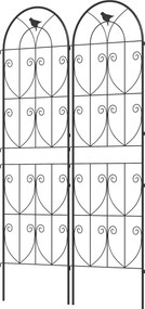 Outsunny Fűszeres Támogatás Madarakkal, 2 darab, Kert Trellis Zöldségekhez, Indákhoz, Virágokhoz, Fém, 50 x 180 cm, Fekete | Aosom