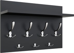 Loft akasztó 50cm Fekete 7 fogantyús Szatén Modern Ruhatartó