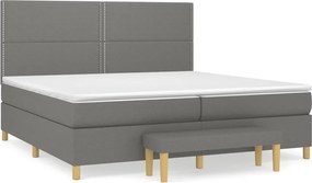 vidaXL sötétszürke szövet rugós ágy matraccal 200 x 200 cm