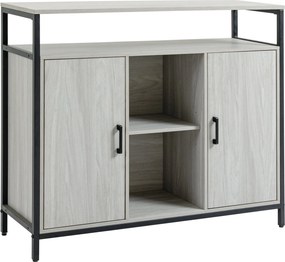 HOMCOM Modern Fa Tálalószekrény 2 Szekrénnyel és Polcokkal, Világosszürke Konyhai és Előtéri Szekrény, 100x34x87.2cm | Aosom