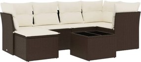 vidaXL 7 részes barna polyrattan kerti ülőgarnitúra párnákkal