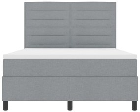 vidaXL Rugós ágy matraccal és LED világítással, világosszürke, 140 x 200 cm szövet