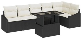 Kerti Kanapé Szett 7 pcs Fekete és Krém 100 x 55 x 73 cm