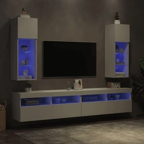 2 db fehér TV-szekrény LED-világítással 30,5 x 30 x 90 cm