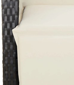 fekete polyrattan dönthető kerti szék lábtartóval