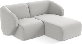 Világosszürke bársony sarokkanapé (jobb oldali-heverő résszel) Lani – Makamii