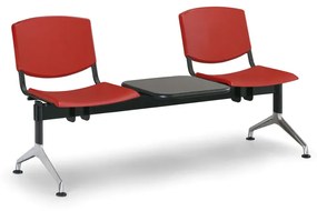 Design műanyag pad, 2 üléses + asztal, piros