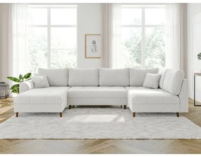 Krémszínű buklé sarokkanapé (bal oldali-U alakú) Ariella – Ropez