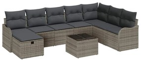 vidaXL Kanapé Szett párnával tárolóval 9 pcs Szürke polirattan