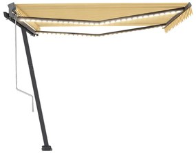 sárga-fehér szélérzékelős és LED-es napellenző 400x300 cm