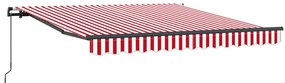 Kézi behúzható napellenző piros és fehér csíkos 350x250 cm