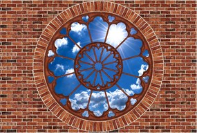 Flizelin fotótapéta Tégla fal ablak napsütötte égbolt 300x210 +ragasztó