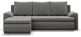 Tokio sarokkanapé, 2 ágyneműtartóval, bársony, baloldali, világosszürke