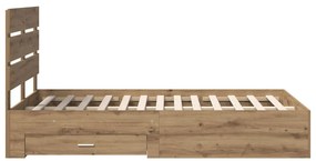 vidaXL Ágykeret fiókkal fejtámlával Artisan tölgy 120 x 200 cm Faanyag
