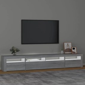 szürke sonoma színű TV-szekrény LED-lámpákkal 240x35x40 cm