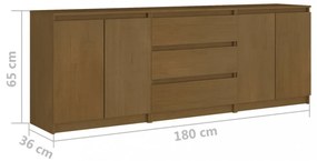 mézbarna tömör fenyőfa kisszekrény 180 x 36 x 65 cm