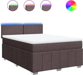 vidaXL sötétbarna szövet rugós ágy matraccal 140 x 200 cm