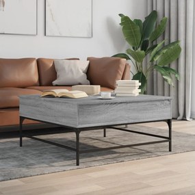 Szürke sonoma szerelt fa és fém dohányzóasztal 95 x 95 x 45 cm