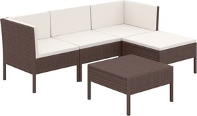 vidaXL 5 részes barna polyrattan kerti ülőgarnitúra párnákkal