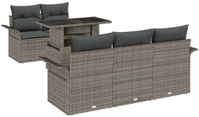 vidaXL Kerti Kanapé Szett párnával 6 pcs Szürke polirattan