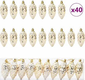 vidaXL Karácsonyi tobozlabda 40 pcs Arany Műanyag