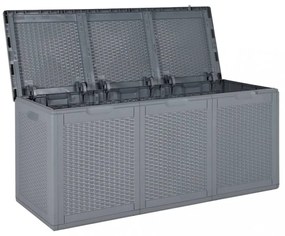 szürke PP rattan kerti tárolóláda 270 L