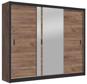SABRINA gardróbszekrény tükörrel, 250x215 cm, craft tölgy