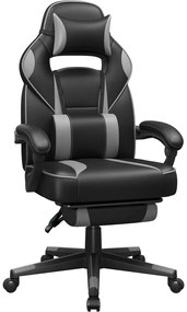 Irodai szék, gamer szék műbőr, fekete, szürke