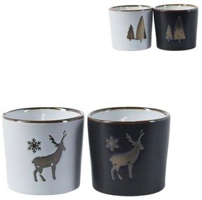 Karácsonyi gyertya kerámia tartóban SNOWLIGHT 6 cm - több változatban