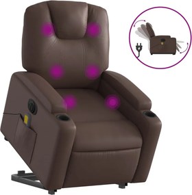 vidaXL elektromos barna műbőr felállást segítő dönthető masszázsfotel